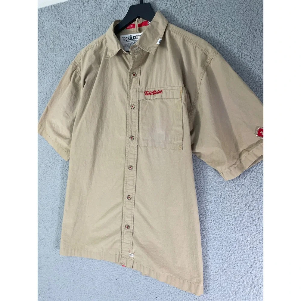 Vintage Ecko Unltd Ecko Heads Patch Shirt Mens XL‎ Short Sleeve Button Up